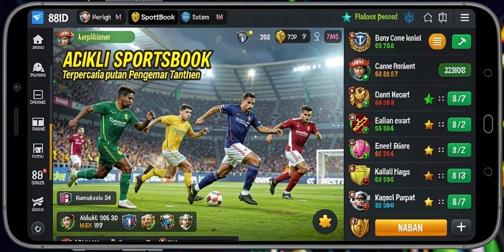 Tampilan gameplay Sportsbook dengan berbagai pilihan taruhan.
