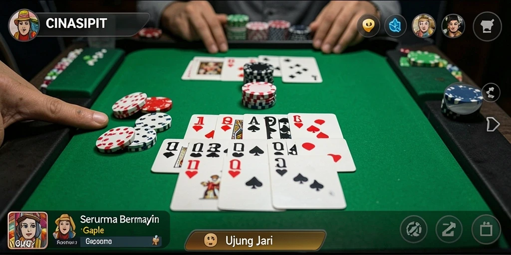 Tampilan seru gameplay CINASIPIT yang menampilkan keseruan Gaple.