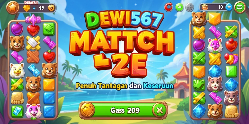 Screenshot gameplay DEWI567 menampilkan kombinasi permen yang cerah.