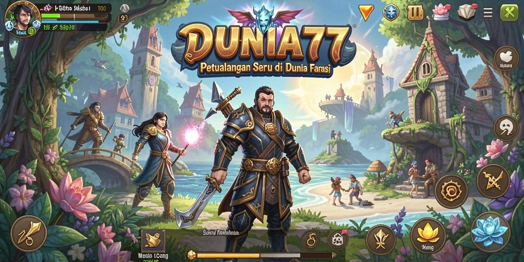Tampilan menarik dari gameplay RPG DUNIA77 dengan pertempuran seru.