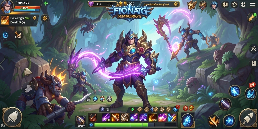 Tampilan gameplay petualangan dalam dunia MMORPG FIONA77.