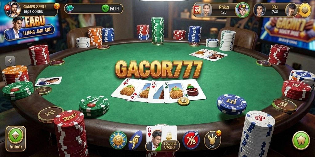 Tampilan gameplay seru di GACOR777 dengan aksi poker yang mendebarkan.