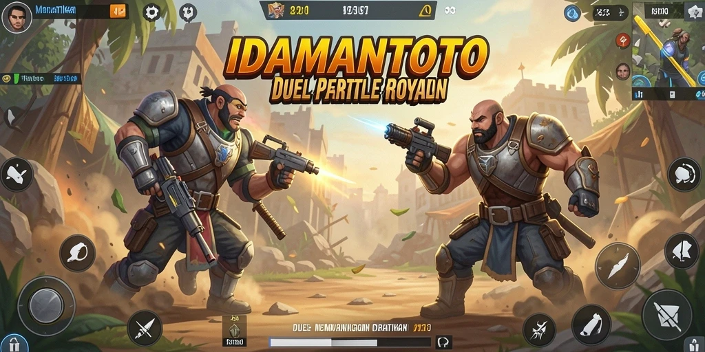 Screenshot utama IDAMANTOTO menampilkan pertarungan sengit dalam suasana Battle Royale.
