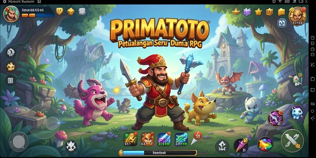 Screenshot gameplay PRIMATOTO menampilkan aksi seru dalam pertempuran RPG.