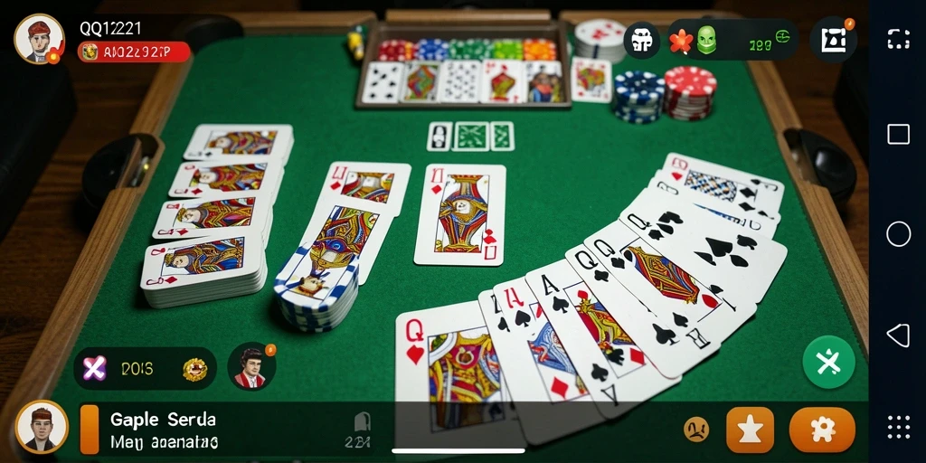 Tampilan gameplay seru dalam permainan Gaple di QQ1221.