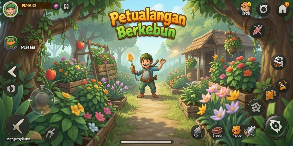 Tampilan menarik gameplay RR33 dengan pertanian yang beragam.