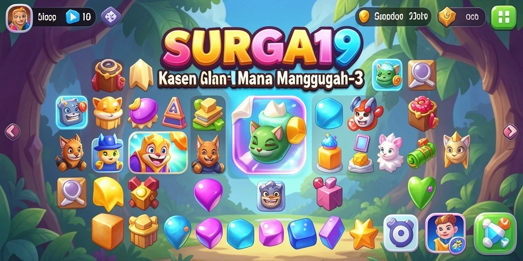 Tampilan menarik dari gameplay Match-3 SURGA19 yang menantang.