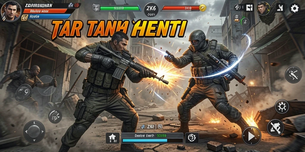 Tangkapan layar utama ZK6 menunjukkan aksi pertarungan yang mendebarkan.